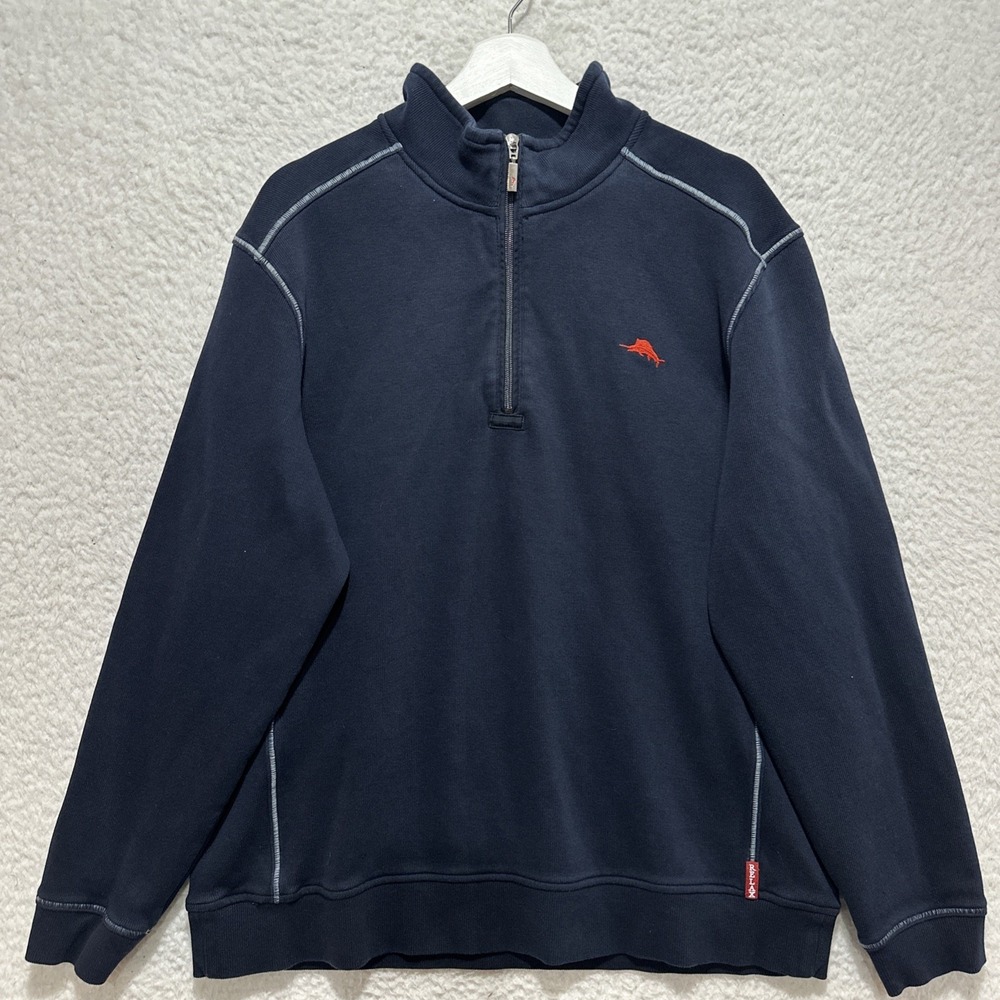 Tommy Bahama Relax Pullover‎ Men's XL Long Sleeve 1/4 Zip Fleece Sweatshirt Logo